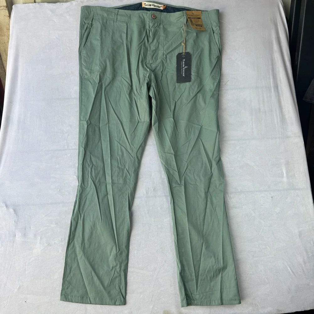 Tailor Vintage Greenwich Slim Fit Pants Mens 40x32 Green Cotton Stretch Casual